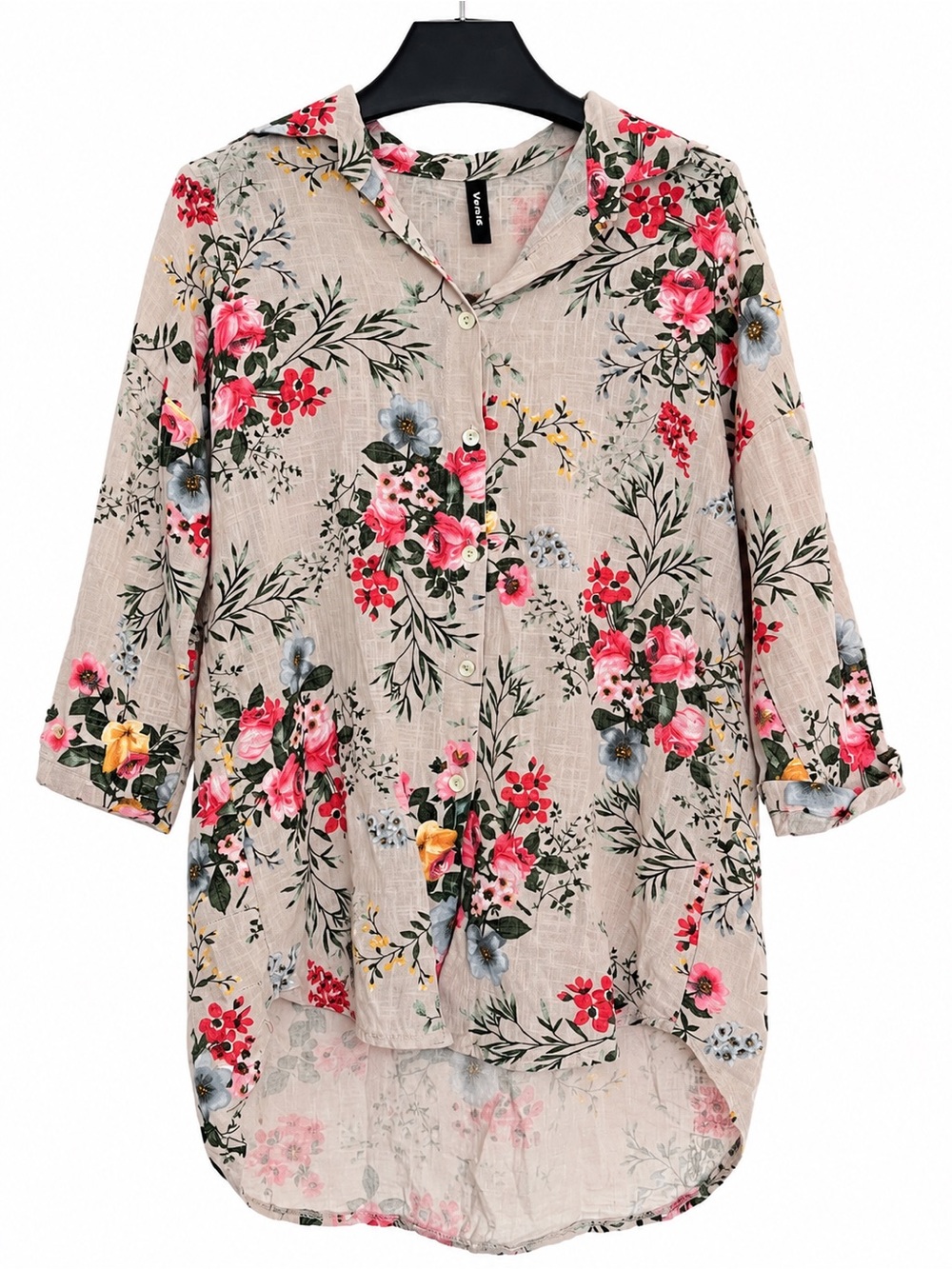 Venti6 Made in Italy Floral Cotton Tunic Shirt | Size M